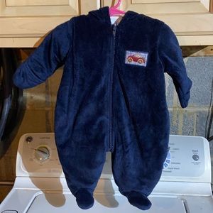 Navy blue one piece fleece zip up